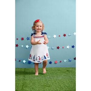 NEW! Mud Pie SAILBOAT POPLIN TODDLER DRESS 12-18 months